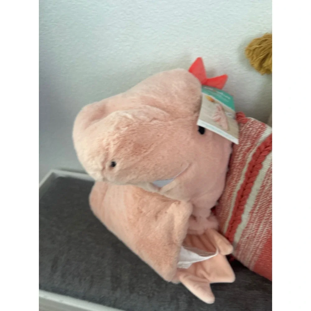 Pillowfort Dino Hooded Blanket Pink Dinosaur Plush Wearable Throw Kids 40x50 NEW
